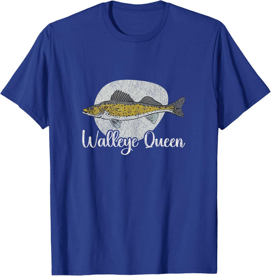 Funny Walleye Queen Fishing Fish Mom Bait Fishing T-Shirt - T-Shirt | Royal