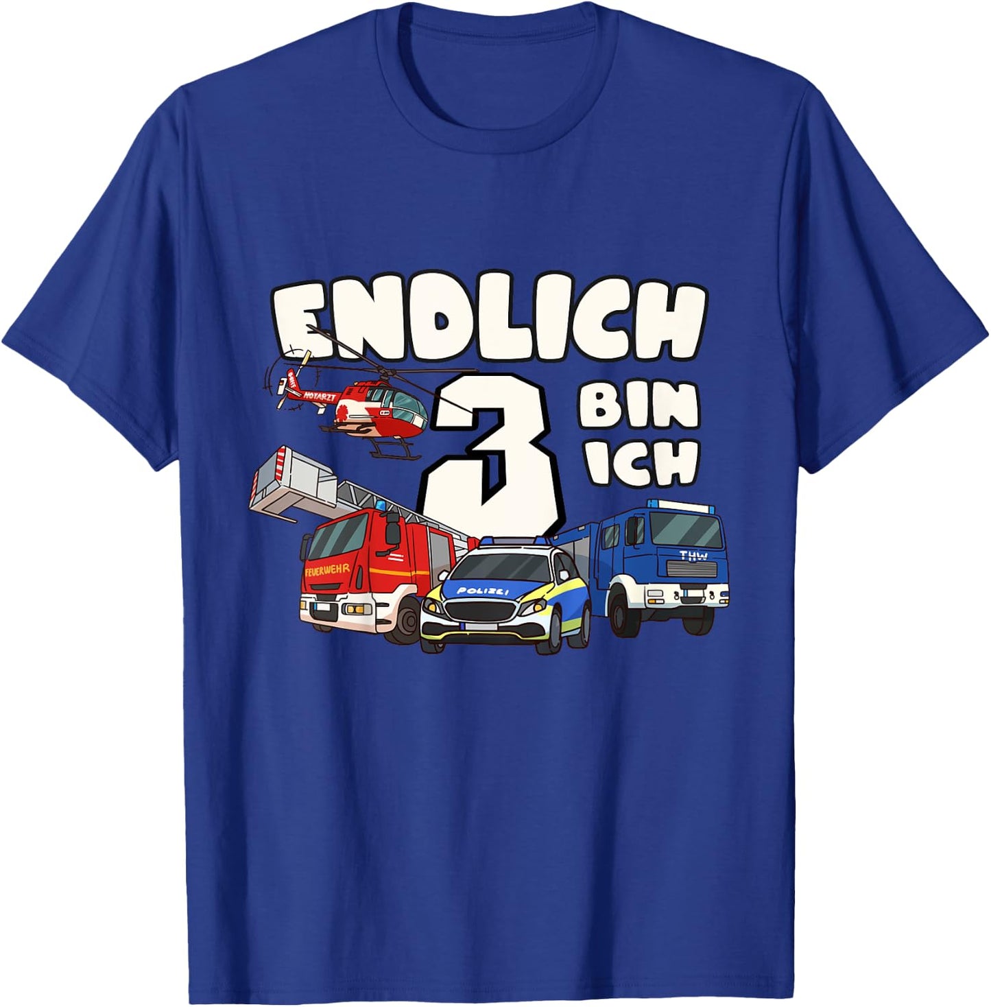 3. Geburtstag Polizei, Feuerwehr, THW & Rettungsdienst T-Shirt - T-Shirt | Royal