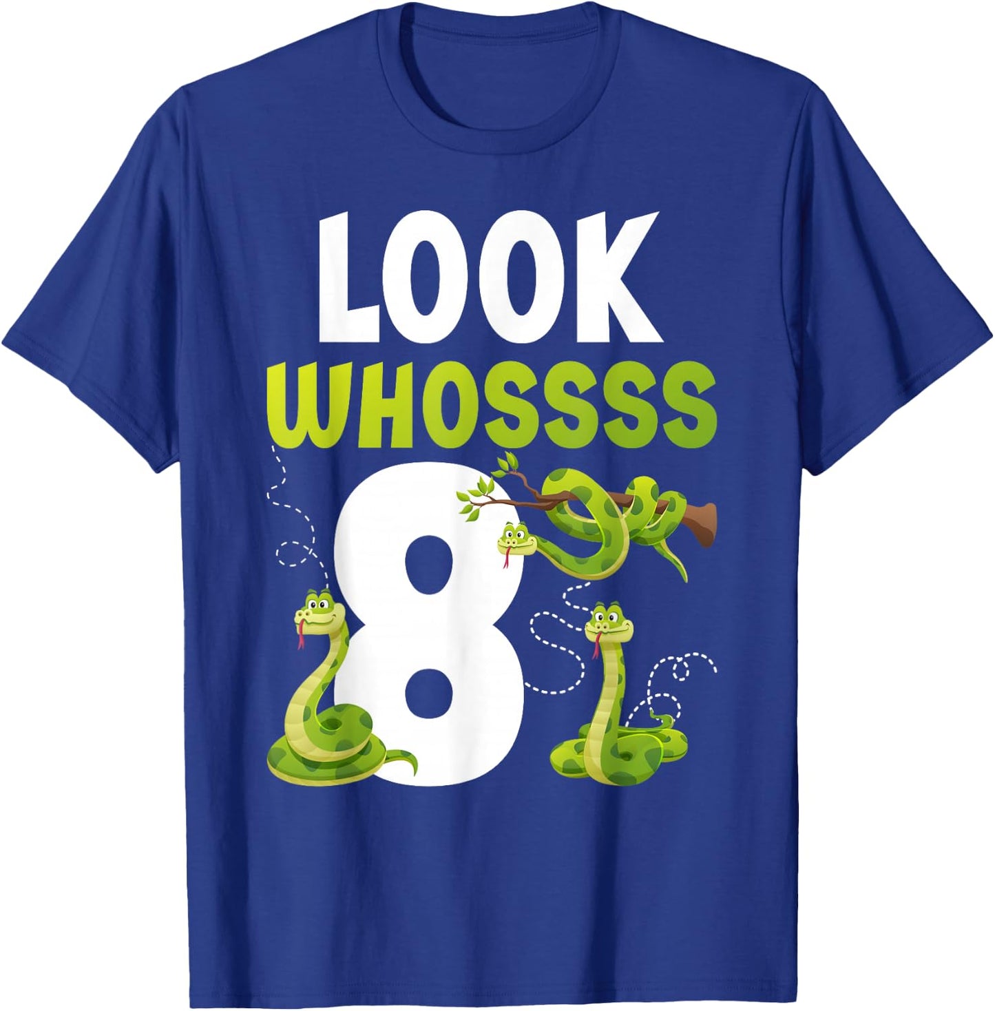 8th Reptile Birthday Eight Year Old Snake Birthday Party T-Shirt - T-Shirt | Royal
