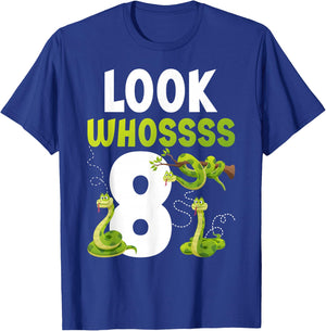 8th Reptile Birthday Eight Year Old Snake Birthday Party T-Shirt - T-Shirt | Royal