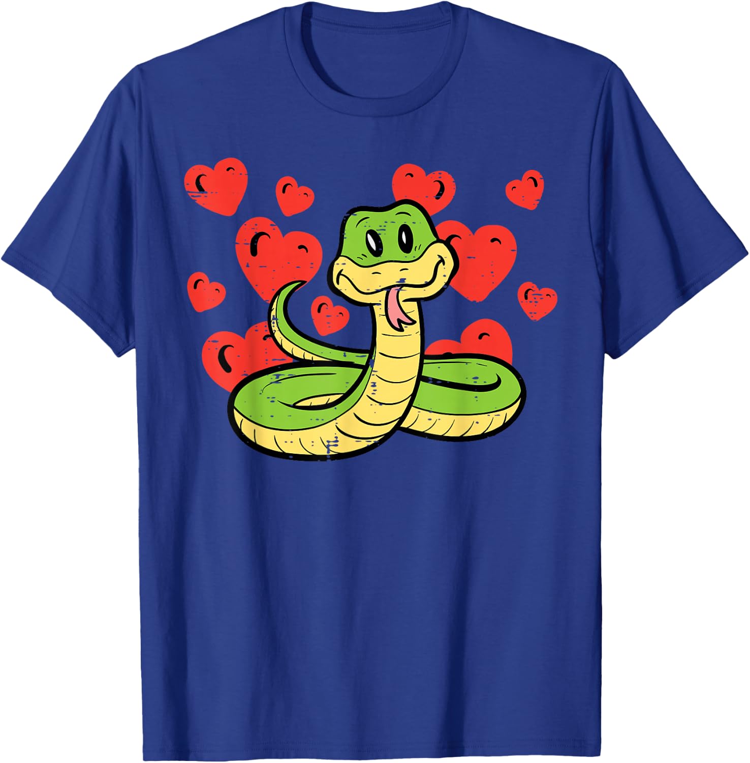 Valentines Day Snake Hearts Funny Animal Men Women Kids T-Shirt - T-Shirt | Royal