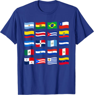 Hispanic Heritage Month National Latino Countries Flags T-Shirt - T-Shirt | Royal