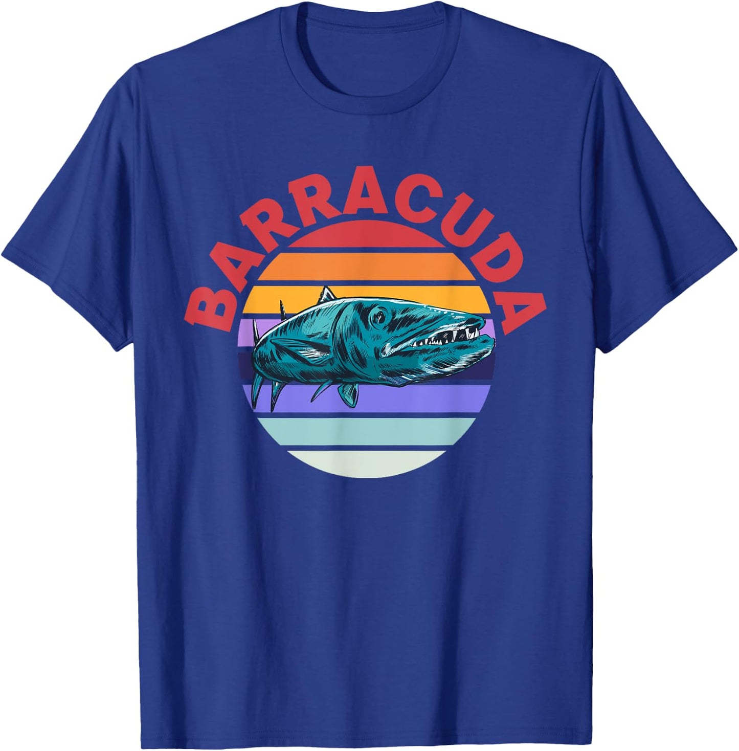 Great Barracuda Cuda Fishing Wildlife Saltwater Fish Art T-Shirt - T-Shirt | Royal