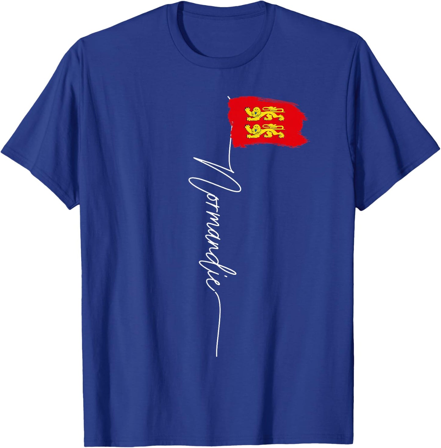 Normandy Lions Flag Yellow Man Woman Normandy France , Black T-Shirt - T-Shirt | Royal