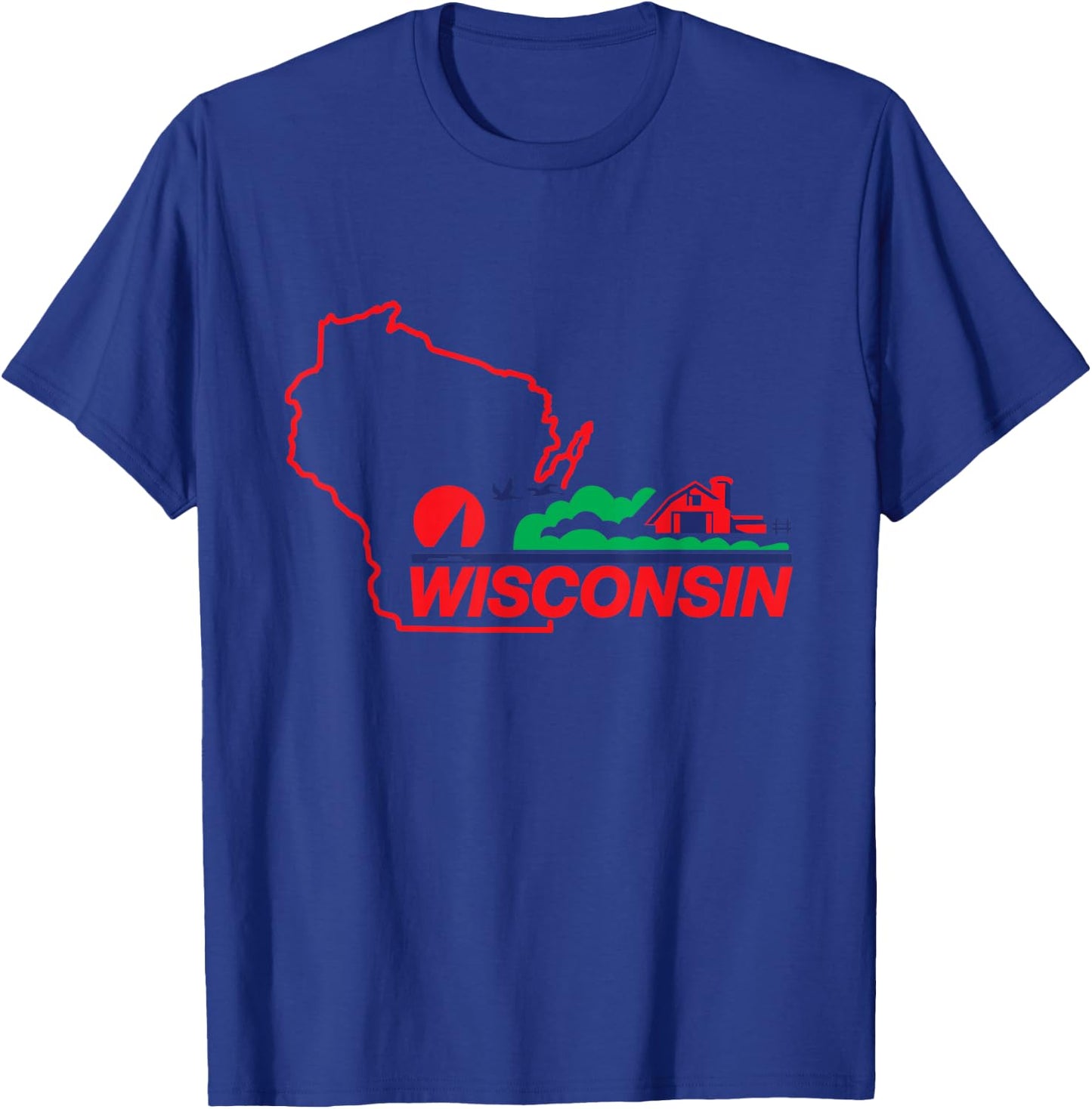 Wisconsin License Plate Wi Outline Red T-Shirt - T-Shirt | Royal