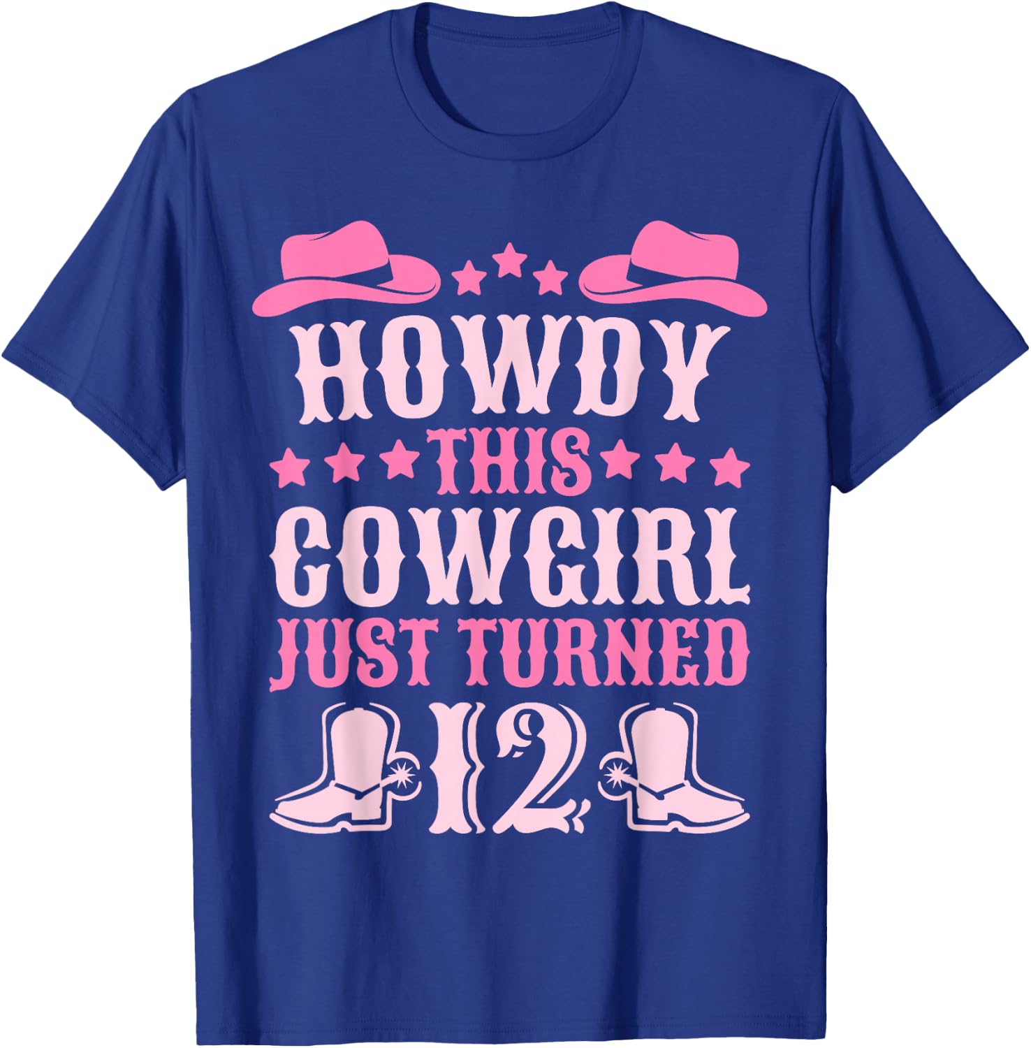 12yr Birthday Cowgirl Western 12 Year Old Girl 12th Birthday T-Shirt - T-Shirt | Royal