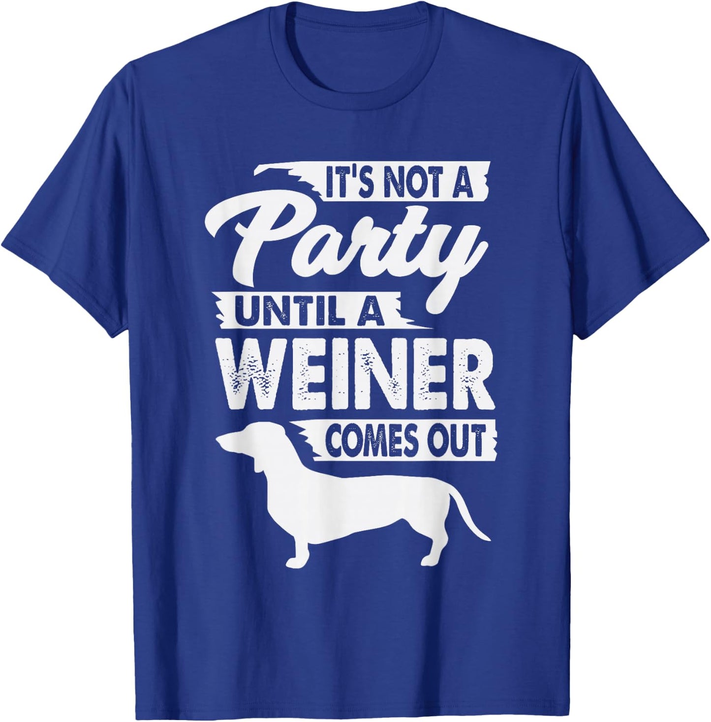 Immature Joke Designs Dachshund - Men's Small Black Party Themed Letter Print T-Shirt - T-Shirt | Royal