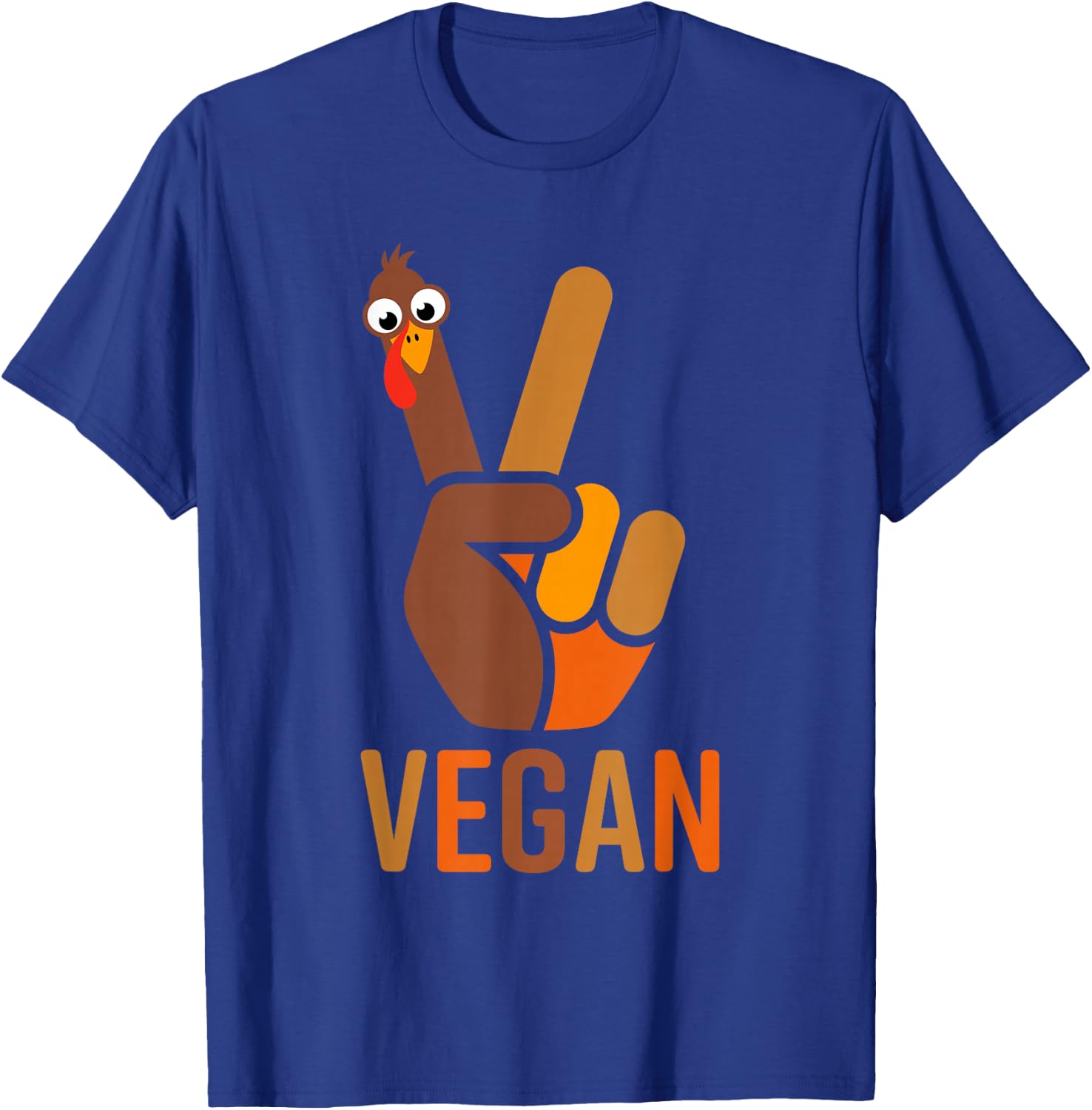 Funny Thanksgiving Shirts Women Men Peace Sign Turkey Vegan T-Shirt - T-Shirt | Royal