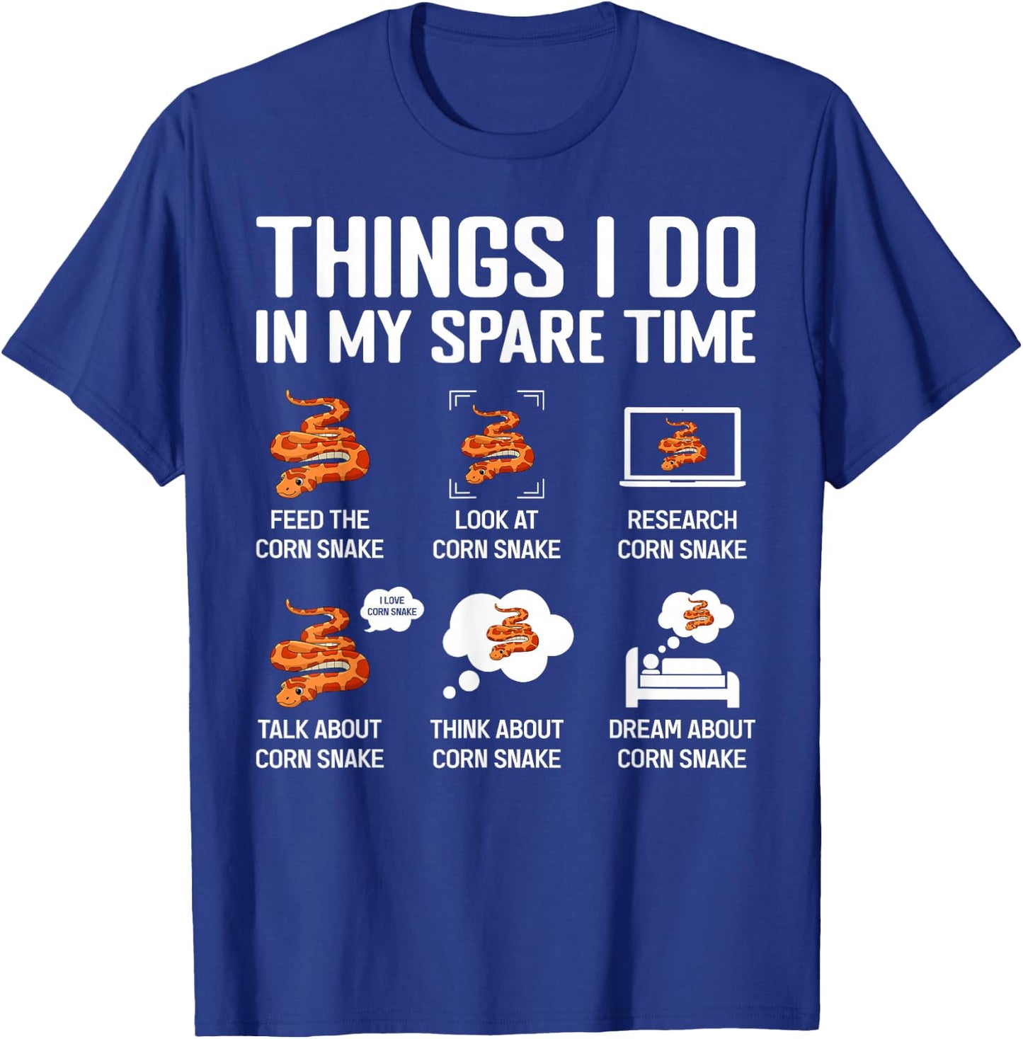 Corn Snake Terrarium Enclosure Food Hide Reptile Keeping T-Shirt - T-Shirt | Royal
