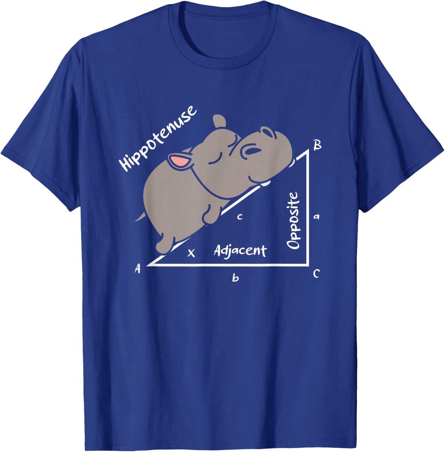 Hippotenuse Hippo Angle Function Hypotenuse Math Teacher T-Shirt - T-Shirt | Royal