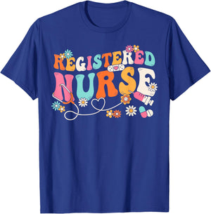 Groovy RN Registered Nurse Week Nursing Stethoscope Cute T-Shirt - T-Shirt | Royal