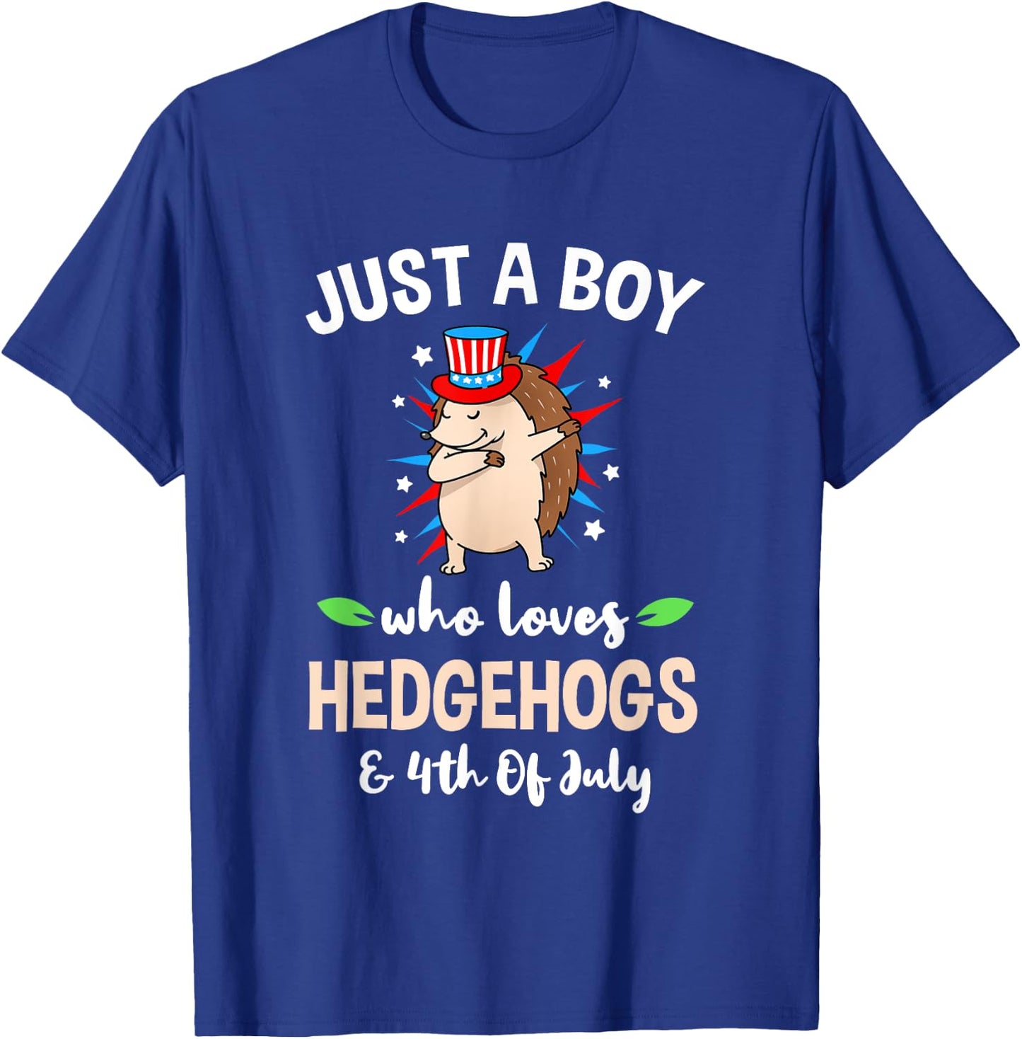 Just A Boy Who Loves Hedgehogs And 4th Of July T-Shirt - T-Shirt | Royal