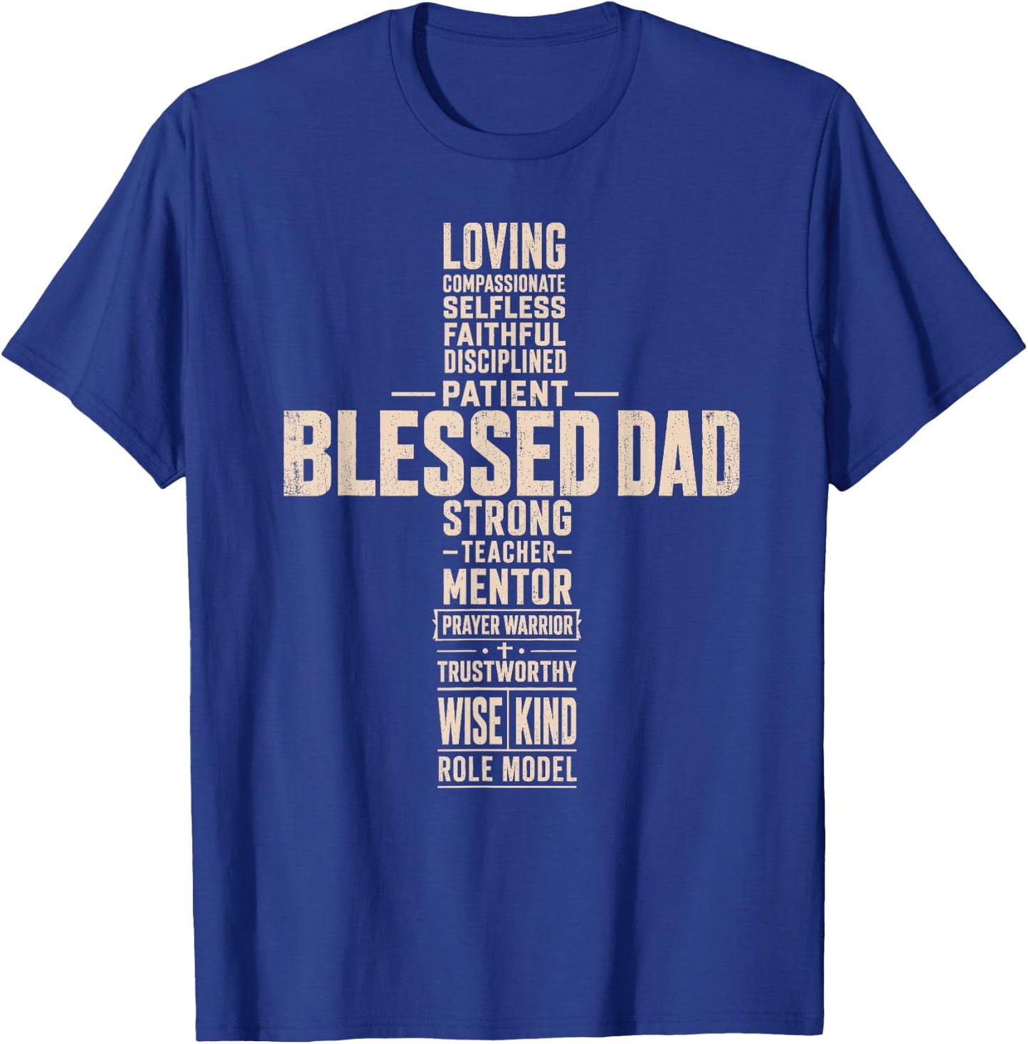 Blessed Dad Christian Cross Father's Day Minimalist Men T-Shirt - T-Shirt | Royal