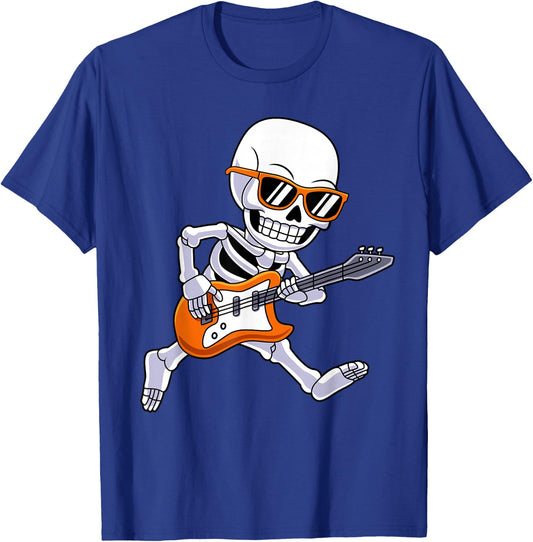 Skeleton Playing Guitar Rock & Roll Boys Kids T-Shirt - T-Shirt | Royal