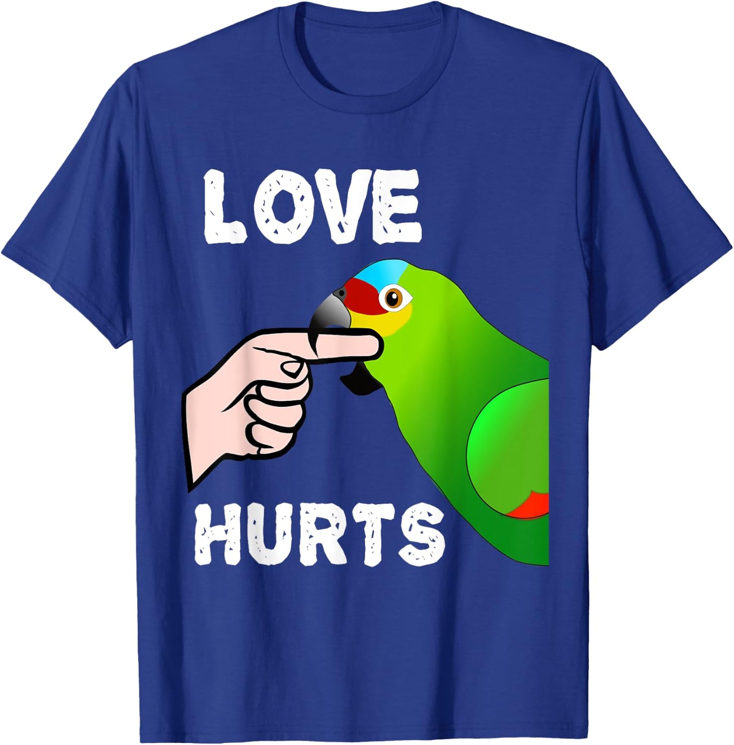 Love Hurts Red Lored Amazon Parrot T-Shirt - T-Shirt | Royal