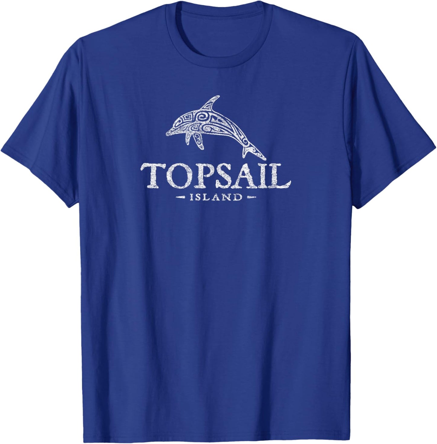 Topsail Island North Carolina Dolphin Vintage Souvenir Beach T-Shirt - T-Shirt | Royal