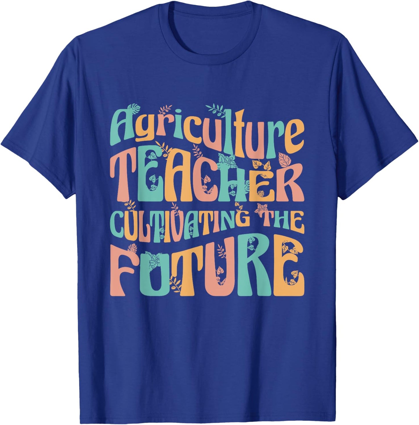 Agriculture Teacher Gifts & Women -Adults Black Small Modern Casual with AG Teacher Design Cotton 65%, Polyester 35% Short Sleeve Regular Fit Lightweight Imported T-Shirt - T-Shirt | Royal