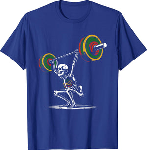 Skeleton Lifting Fathers Day Gym Workout Dad Papa Men T-Shirt - T-Shirt | Royal