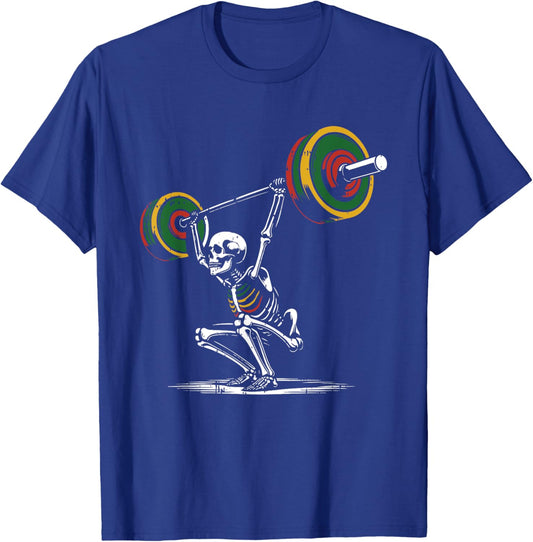 Skeleton Lifting Fathers Day Gym Workout Dad Papa Men T-Shirt - T-Shirt | Royal