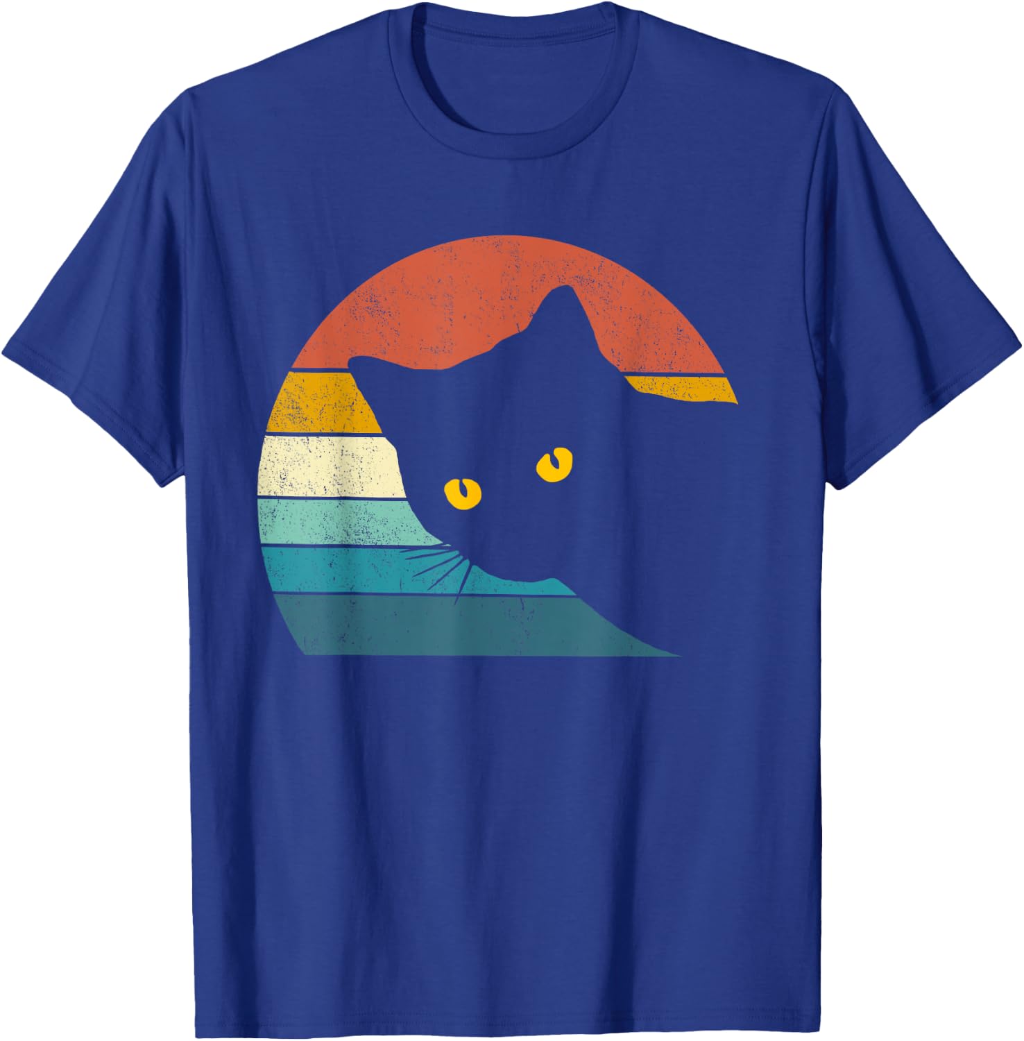 Vintage Black Cat Lover, Retro Style Cats Gift T-Shirt - T-Shirt | Royal