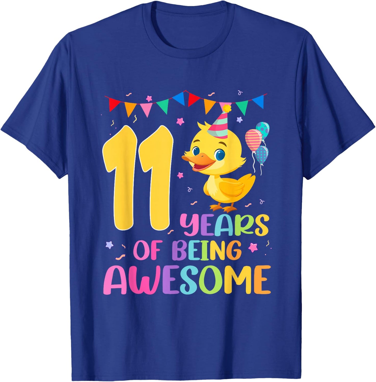 11th Years Of Being Awesome 11nd Birthday Duck Theme T-Shirt - T-Shirt | Royal