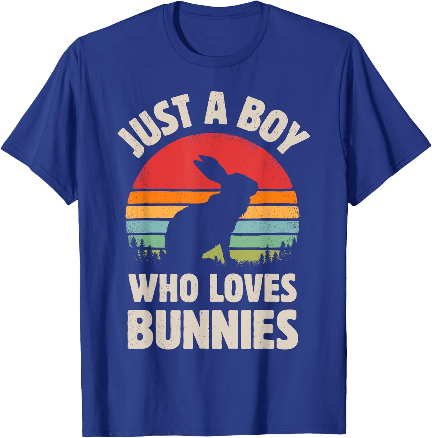 Bunny Just A Boy Who Loves Bunnies Men Retro Vintage Sunset T-Shirt - T-Shirt | Royal