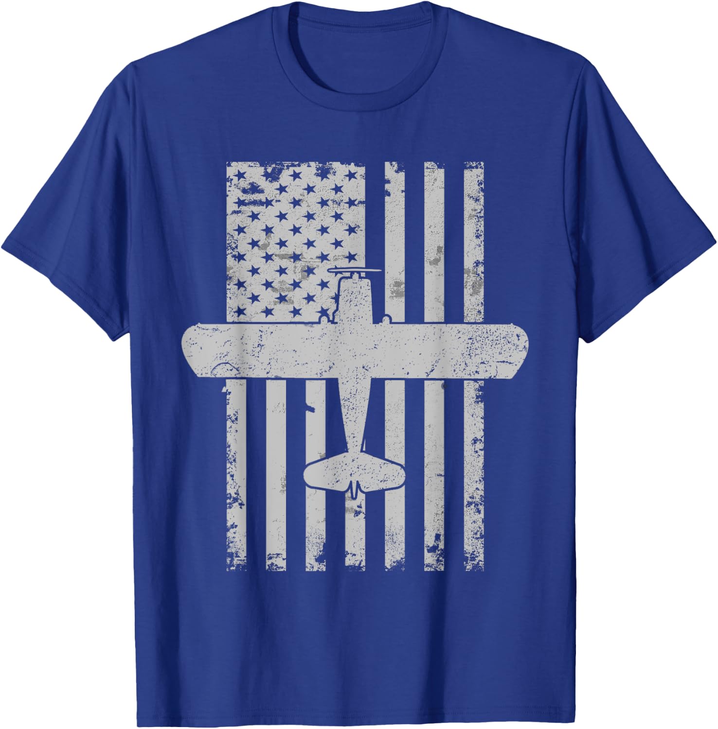 J-3 Cub Airplane Patriotic Vintage Flag Flight Pilot Kids Men T-Shirt - T-Shirt | Royal
