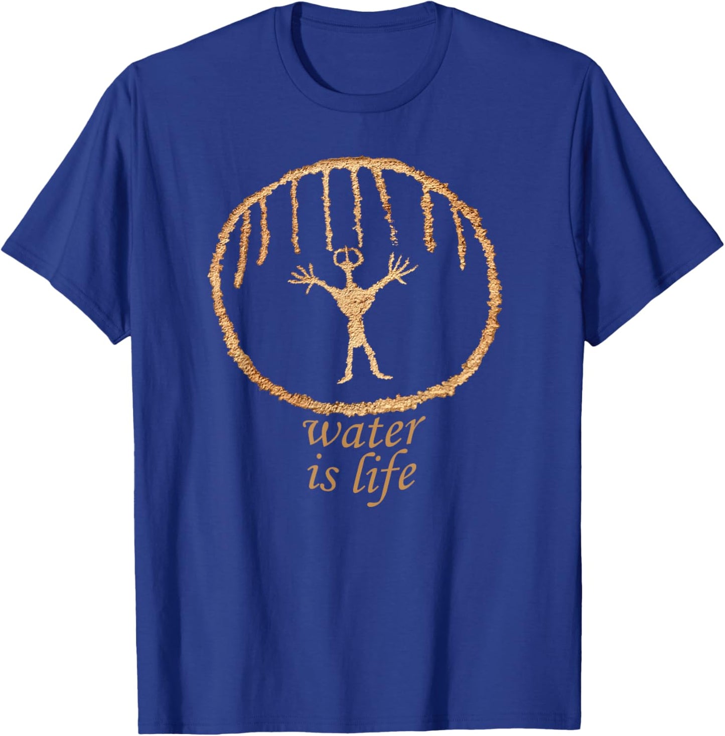 Rainmaker Petroglyph. Water is Life. Rock Art. T-Shirt - T-Shirt | Royal