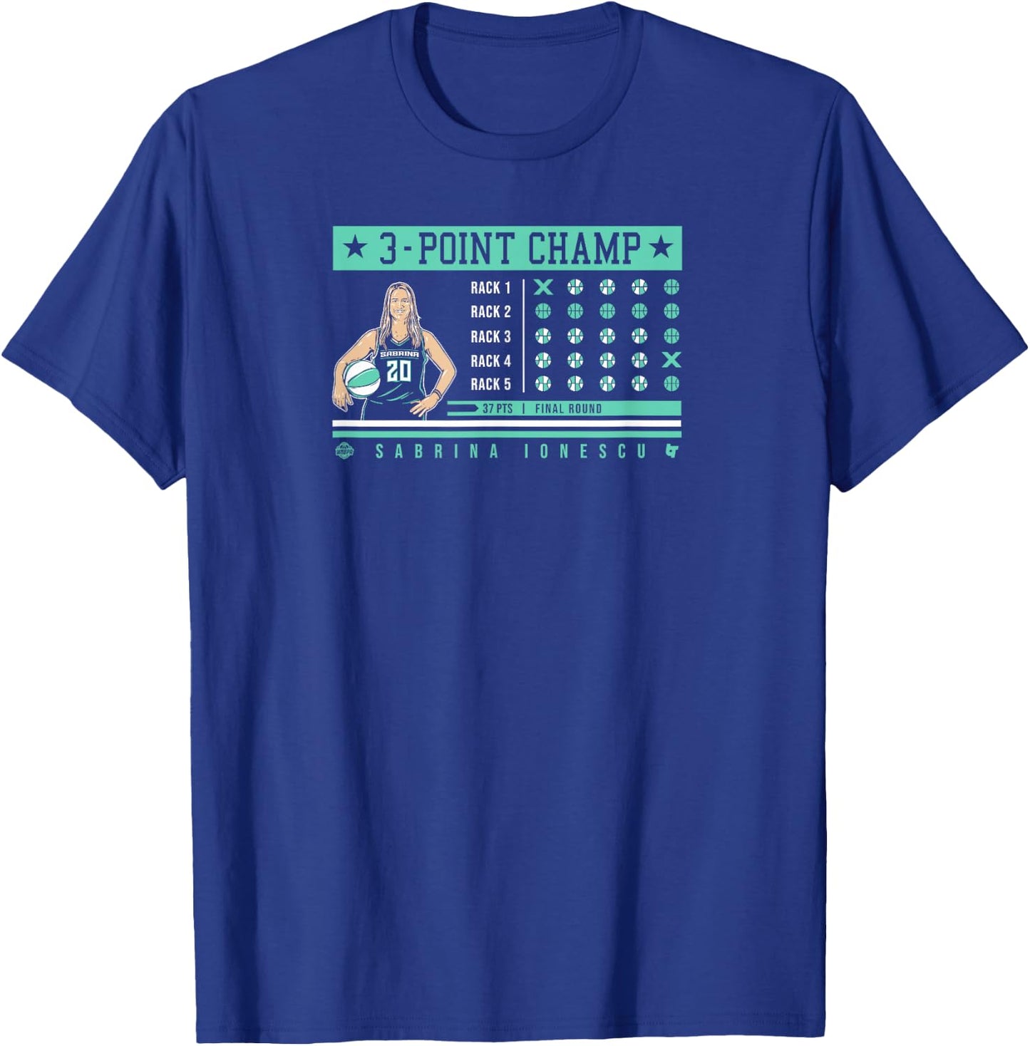 Sabrina Ionescu - 3-Point Champ - New York Basketball T-Shirt - T-Shirt | Royal