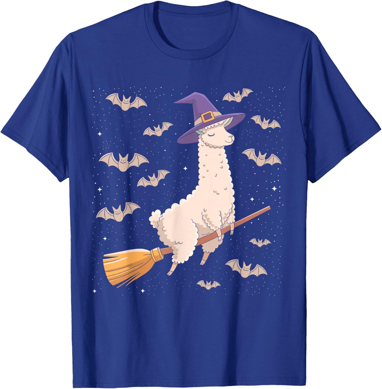 Funny Witch Broomstick Llama Lovers Spooky Halloween Costume T-Shirt - T-Shirt | Royal