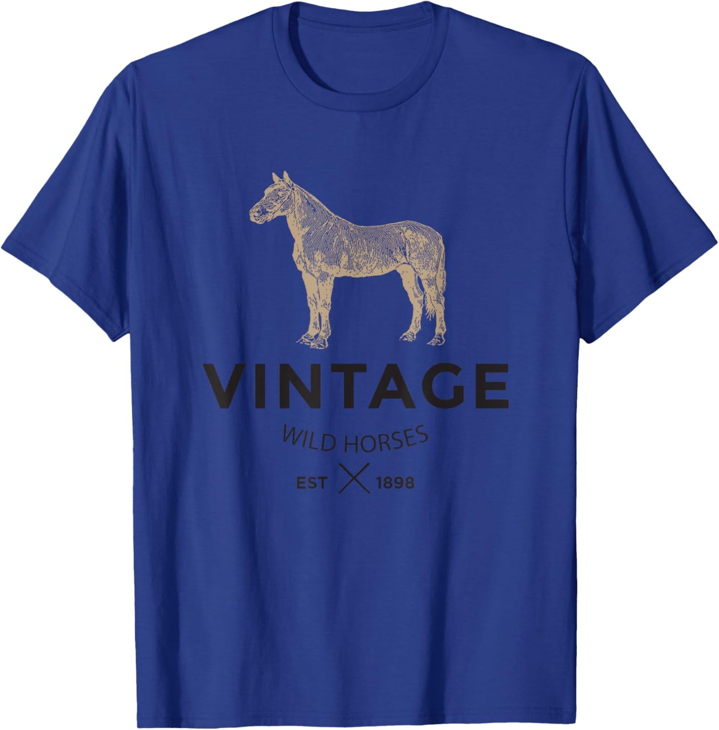 Vintage Wild Horses - Wild Horse Distressed Fashion T-Shirt - T-Shirt | Royal