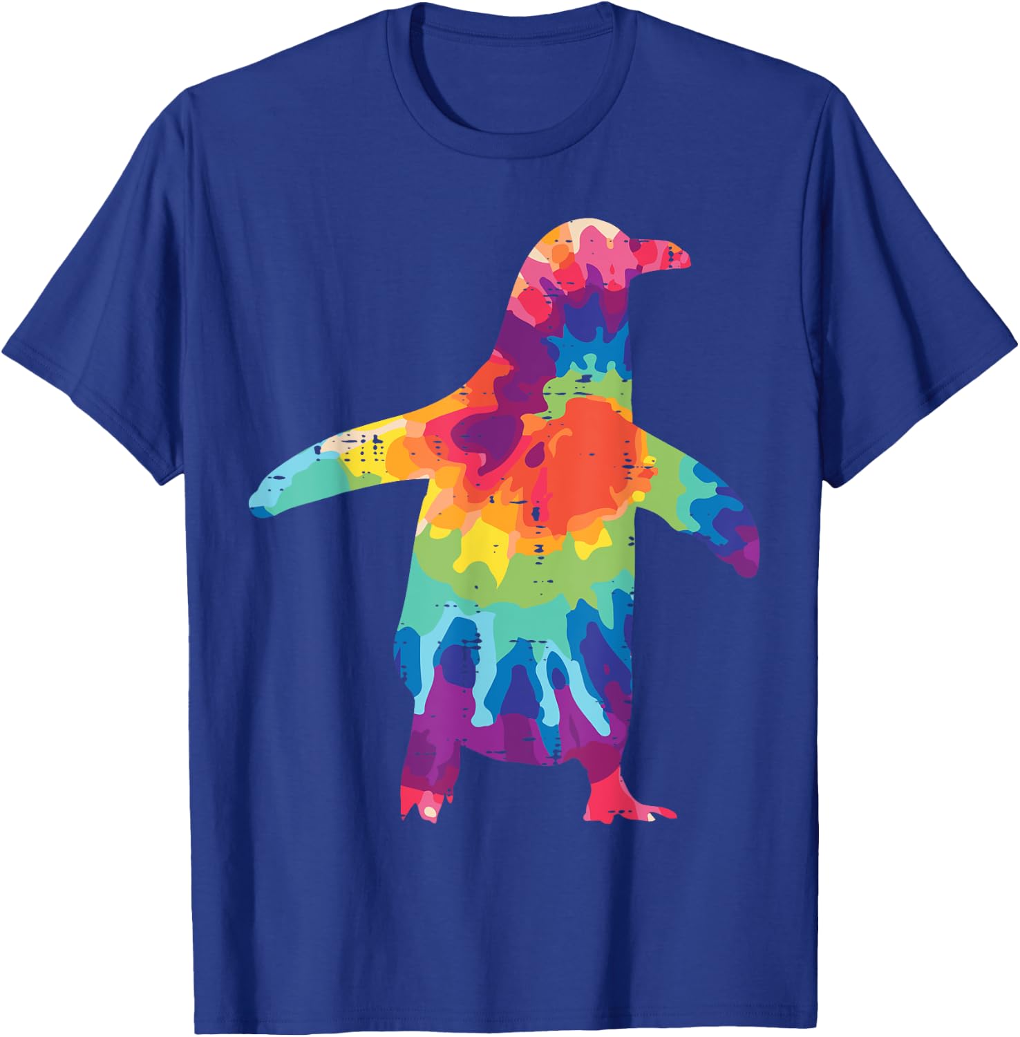 Penguin Silhouette Tie Dye Retro Groovy Hippie Men Women Kid T-Shirt - T-Shirt | Royal