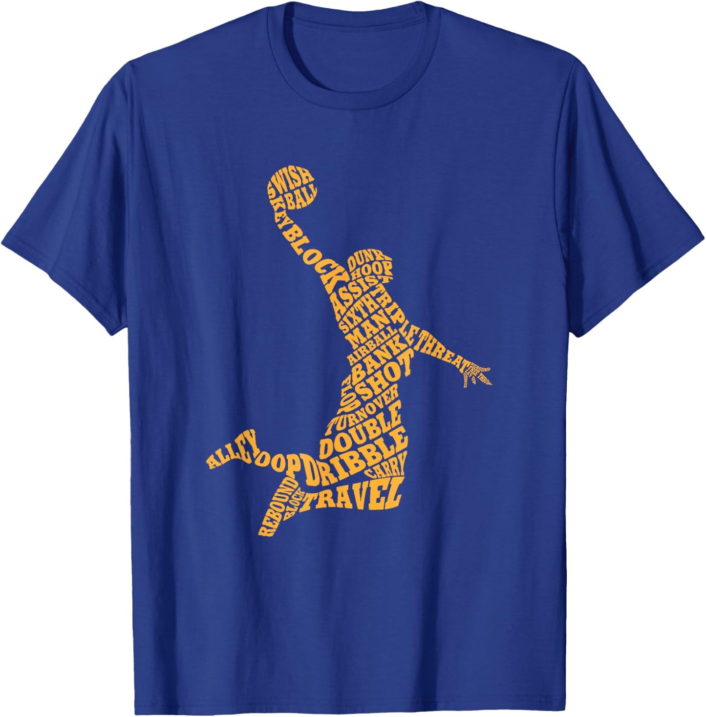 Basketball Player Typography Word Art T-Shirt - T-Shirt | Royal