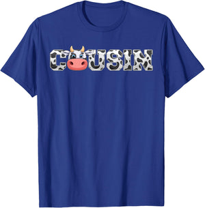 Cousin Cow Print Cowboy Animal Pattern Farmer Cow Cousin T-Shirt - T-Shirt | Royal