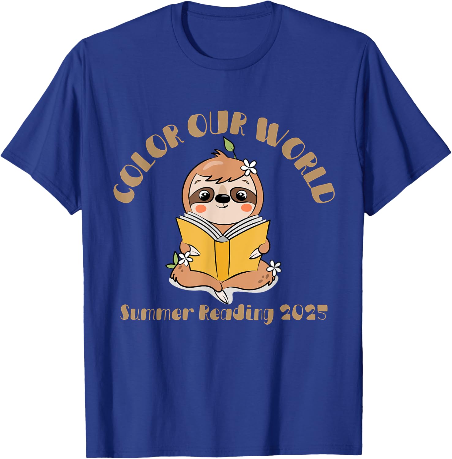 Color Our World Summer 2025 Summer Reading Program Sloth T-Shirt - T-Shirt | Royal