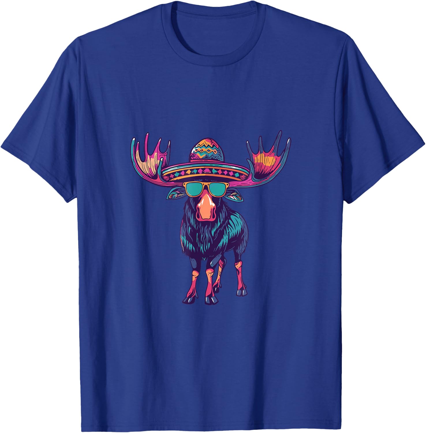 Party Moose with Sombrero | Mexico T-Shirt - T-Shirt | Royal