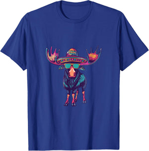 Party Moose with Sombrero | Mexico T-Shirt - T-Shirt | Royal