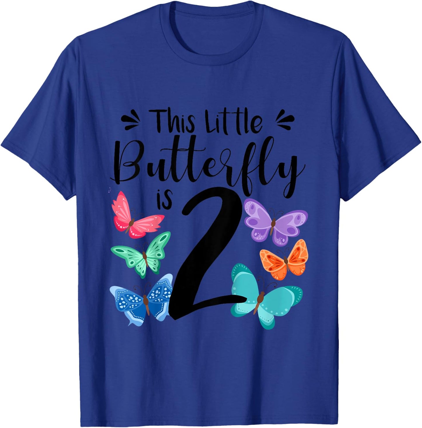 2 Year Old Butterfly Birthday Girls 2nd Girl Party Gift T-Shirt - T-Shirt | Royal