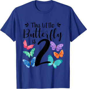 2 Year Old Butterfly Birthday Girls 2nd Girl Party Gift T-Shirt - T-Shirt | Royal