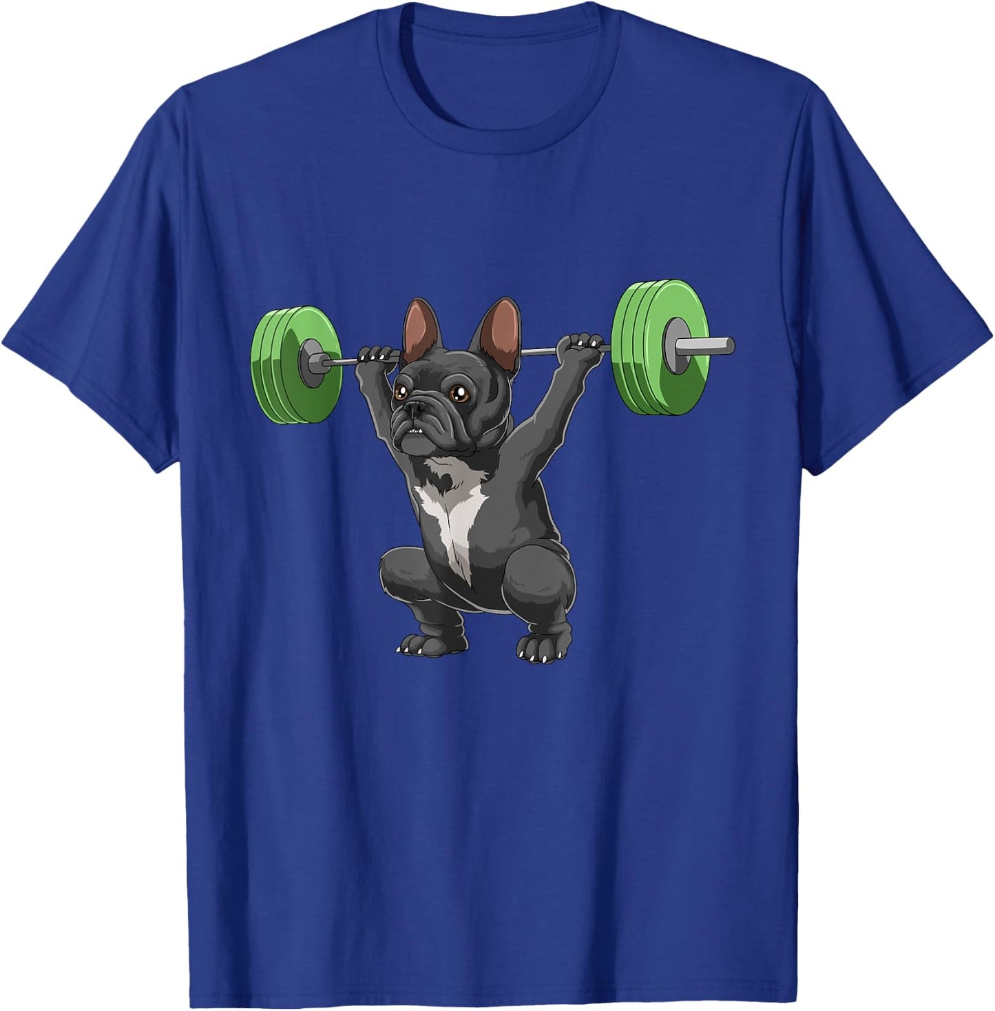 Funny French Bulldog Weightlifting and Bodybuilding Women Girls Kids T-Shirt - T-Shirt | Royal