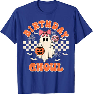 Birthday Ghoul Spooky Season Groovy Halloween Kids Girls T-Shirt - T-Shirt | Royal