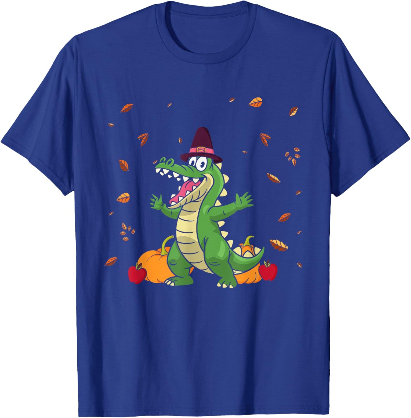 Thanksgiving Crocodiles Alligators Pilgrim Pumpkin Turkey T-Shirt - T-Shirt | Royal