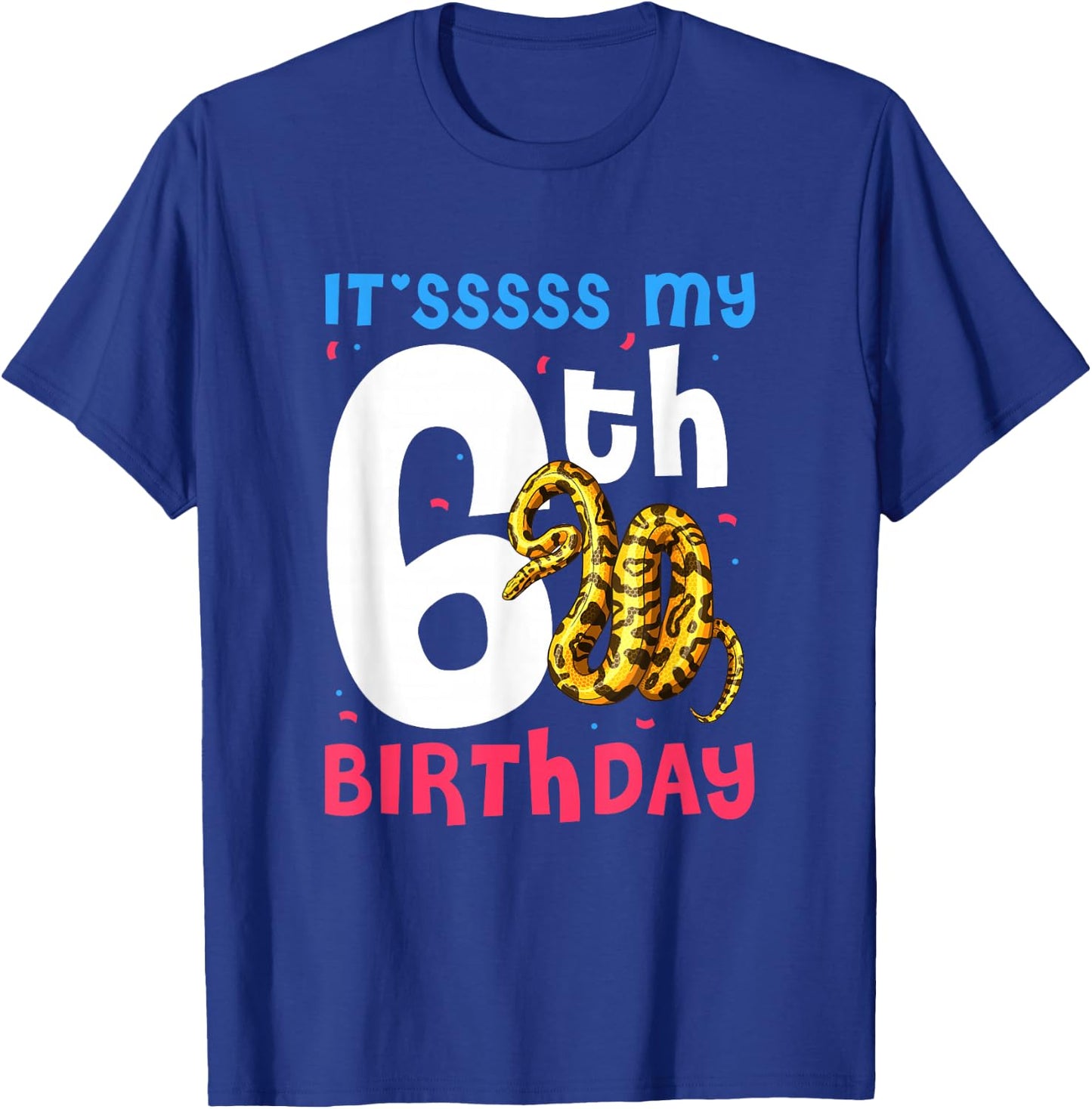 6th Birthday Ball Python 6 Years Old Snake Lover Kids T-Shirt - T-Shirt | Royal