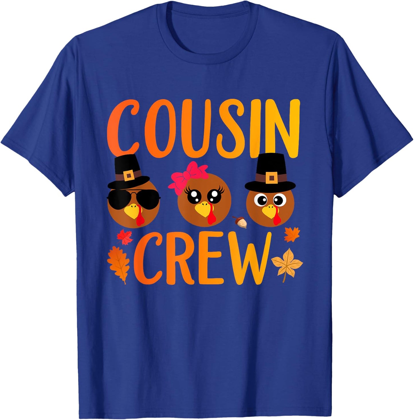 Cousin Crew Thanksgiving Kids Family Matching Turkey Day T-Shirt - T-Shirt | Royal