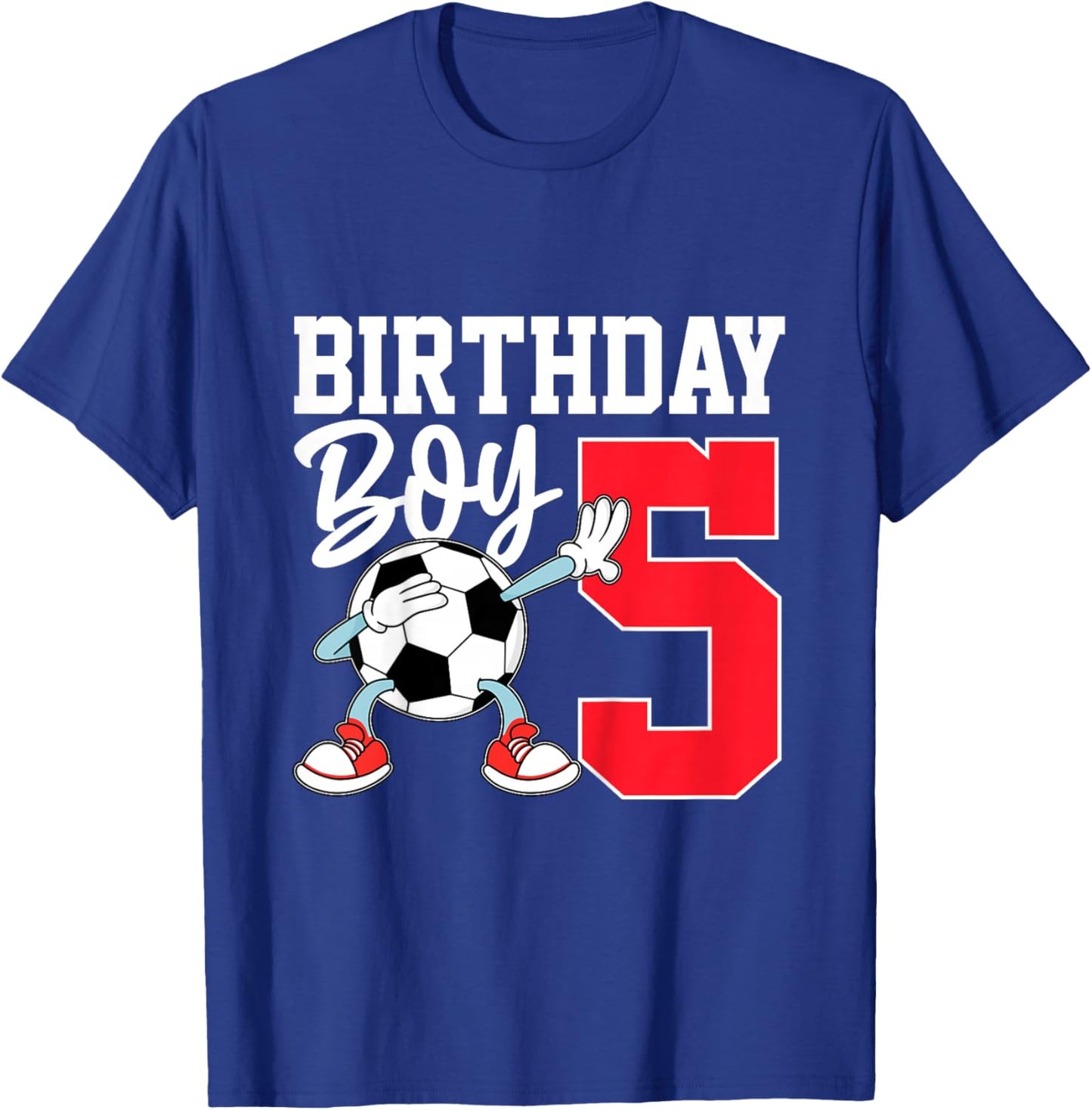 Kids 5th Birthday Shirt Boy Soccer Kids Football Five 5 Year Old T-Shirt - T-Shirt | Royal