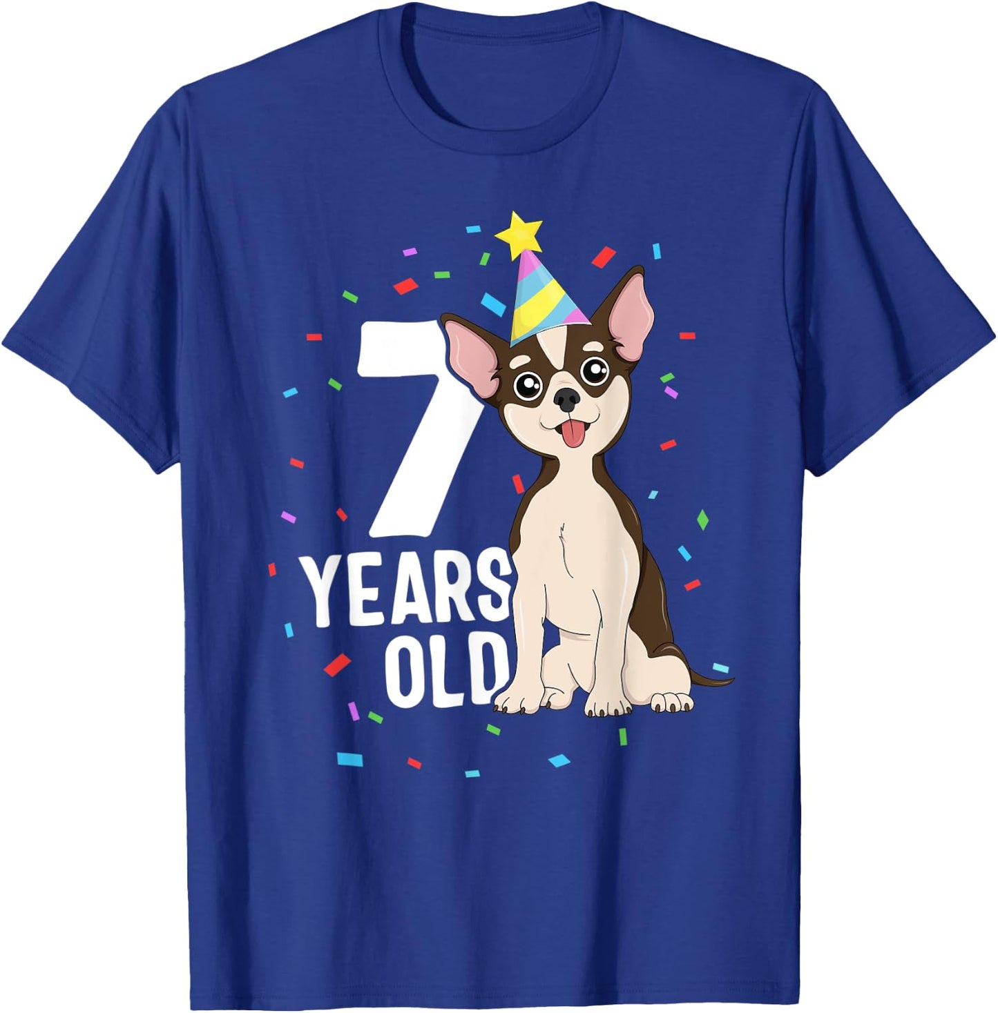 7 Years Old Birthday Outfit Chihuahua Dog Party 7th Kids T-Shirt - T-Shirt | Royal