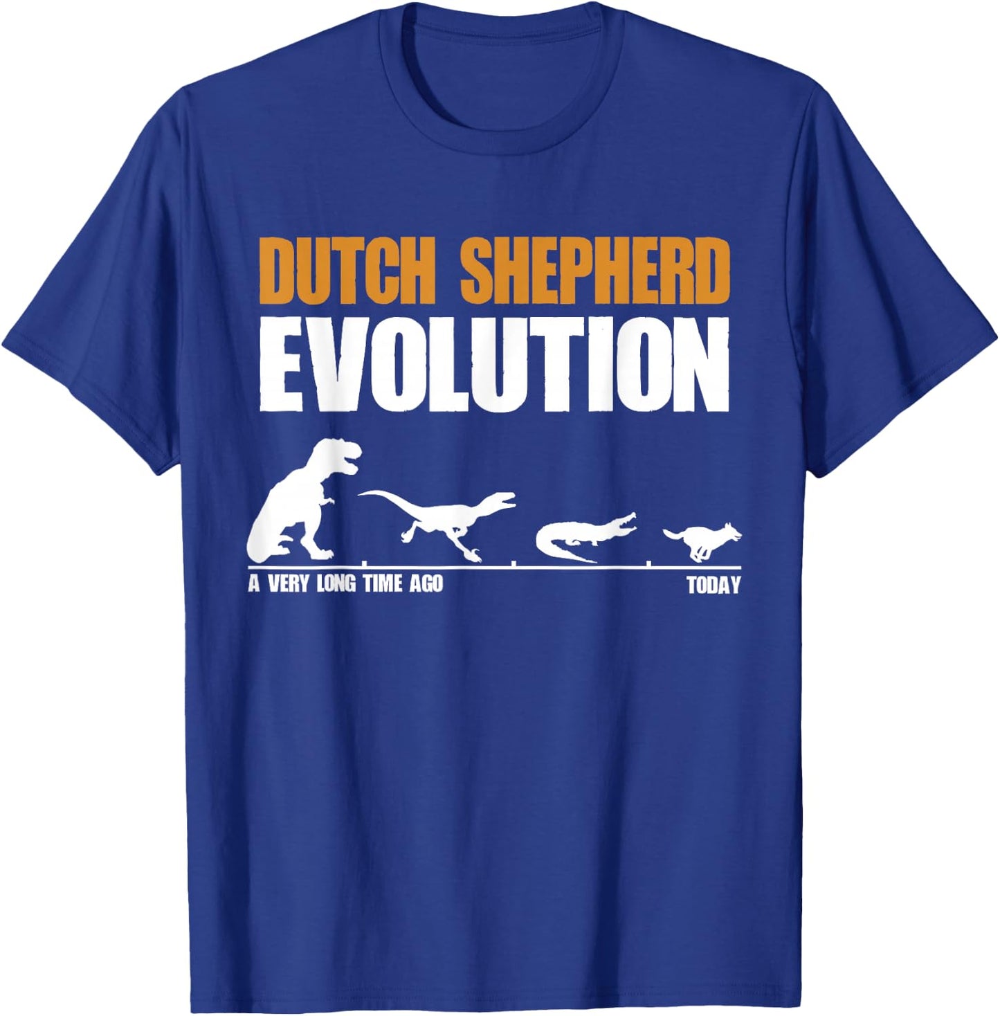 Dutch Shepherd Evolution Funny Dinosaur Dutchie K9 Dog T-Shirt - T-Shirt | Royal