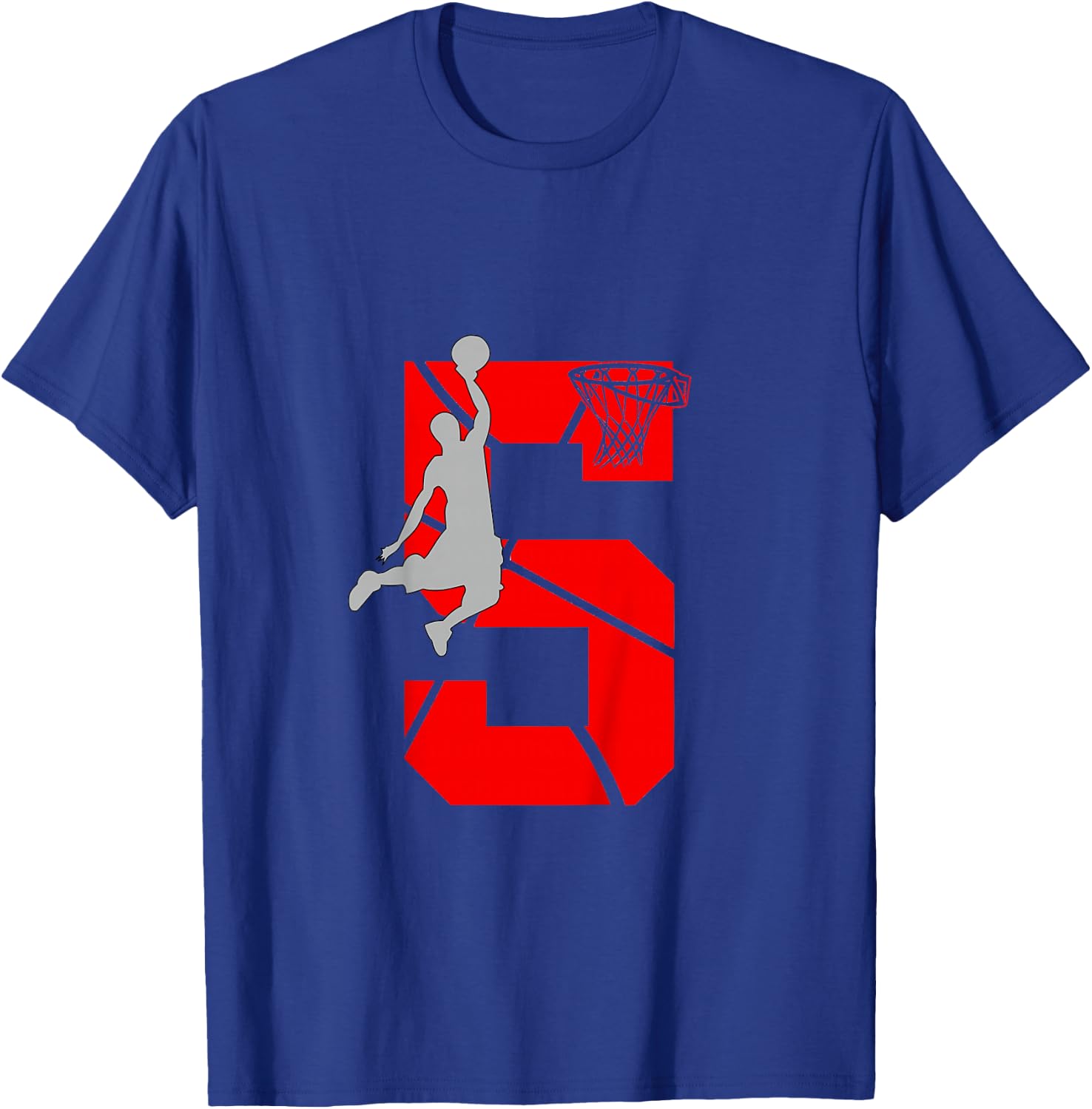 5 Year Old 5th Basketball Birthday PartyTheme Boys Girls T-Shirt - T-Shirt | Royal