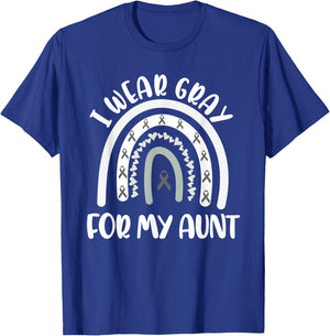Brain Tumor Cancer Support Awareness I Wear Gray For My Aunt T-Shirt - T-Shirt | Royal