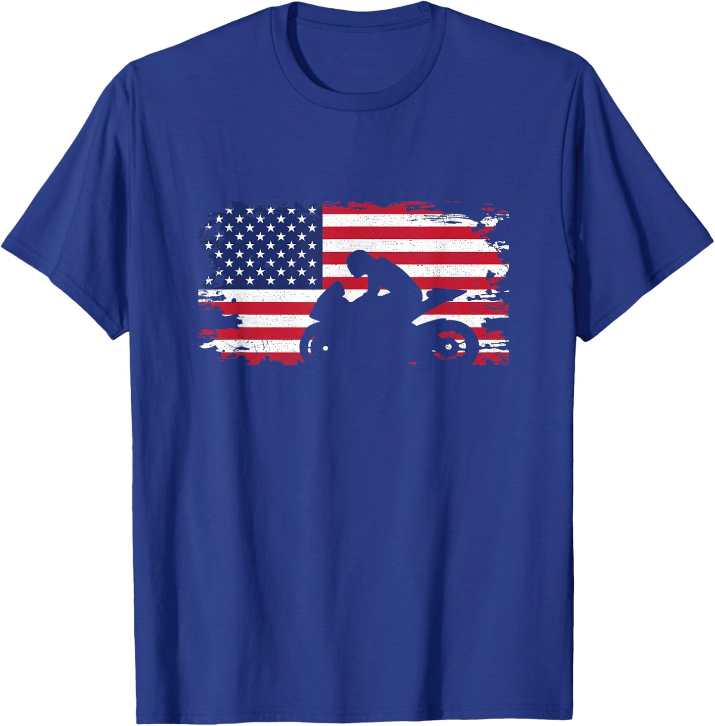 American Flag Motorcycle Apparel - Biker / Motorcycle T-Shirt - T-Shirt | Royal